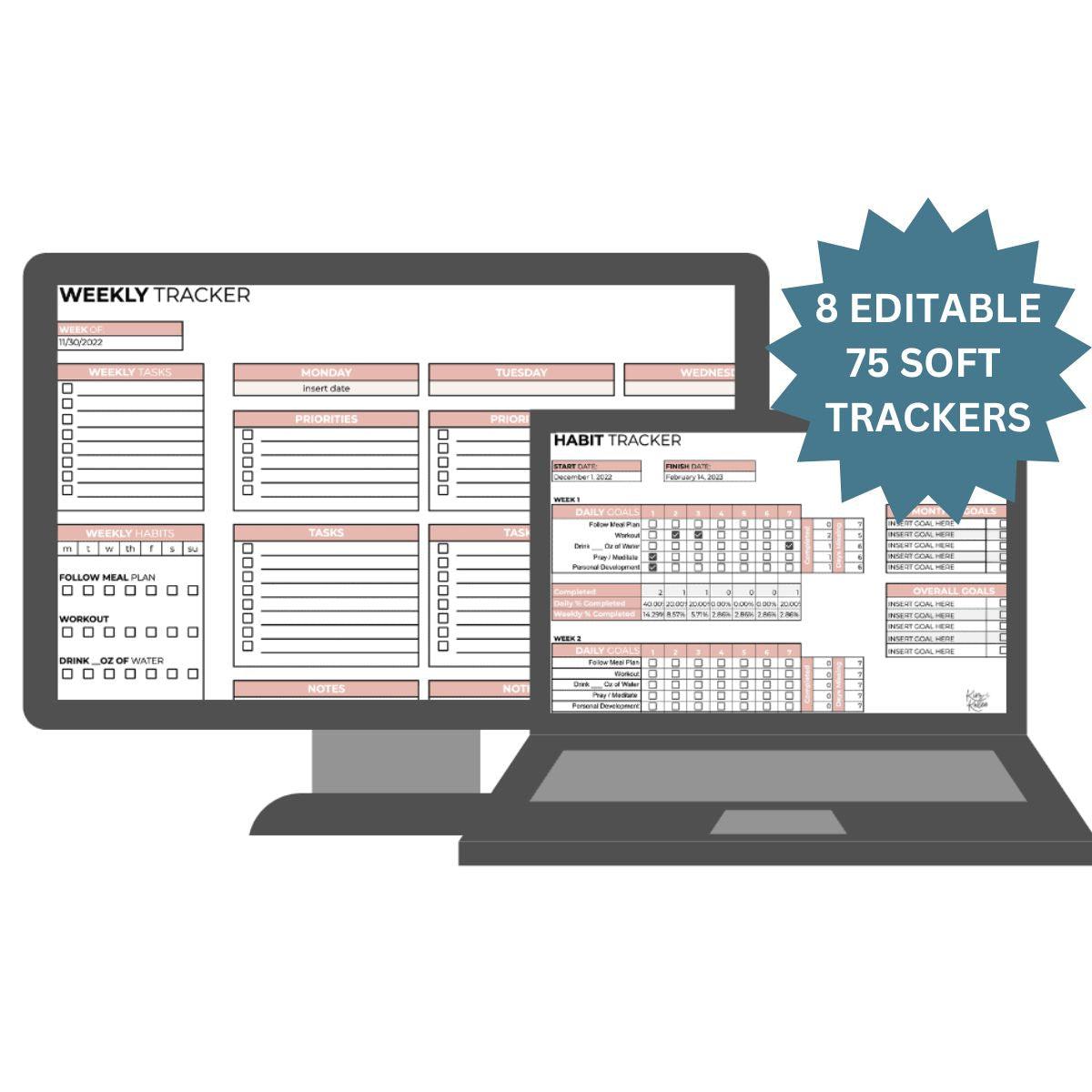 2 of the 8 Editable 75 Soft Trackers