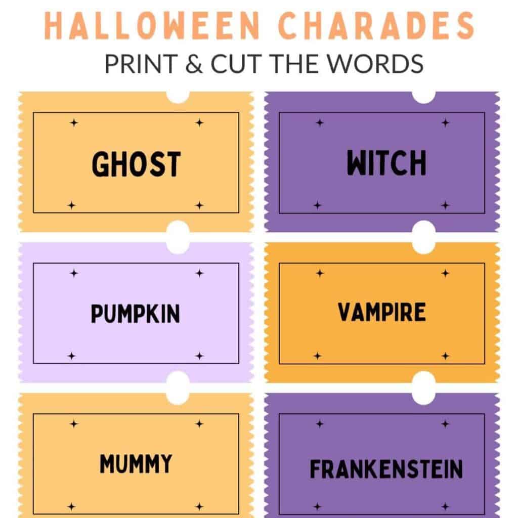 Halloween Charades Printable 100+ Unique Charade Cards Kim and Kalee