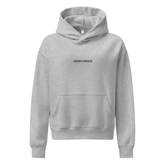 Hugh & Grace Black Logo Women’s relaxed hoodie