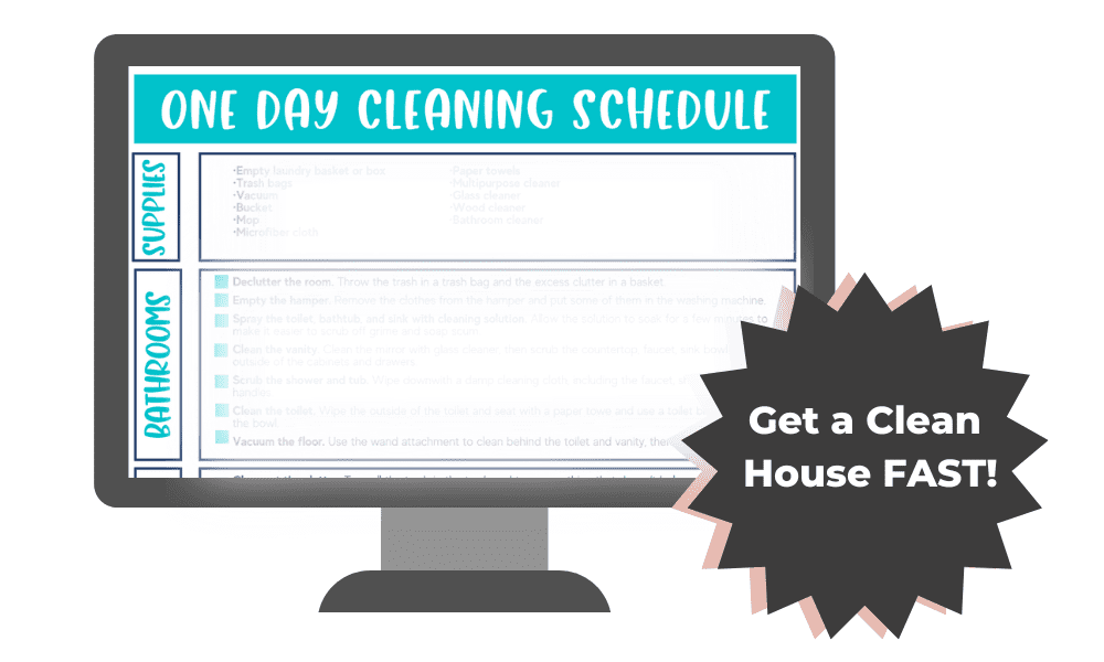 blurred out screenshot of the one day cleaning schedule to get your house clean fast