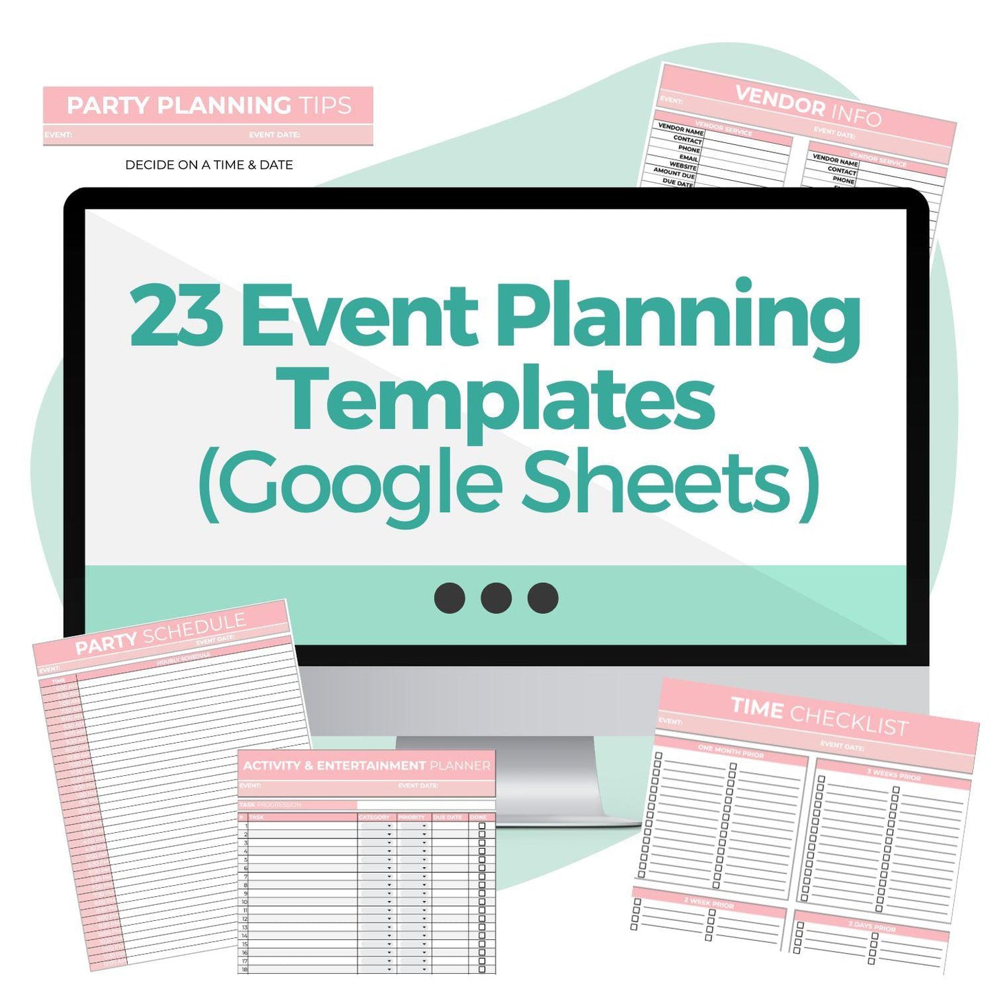 same as hero image but includes screenshots of the event planning checklists and spreadsheets