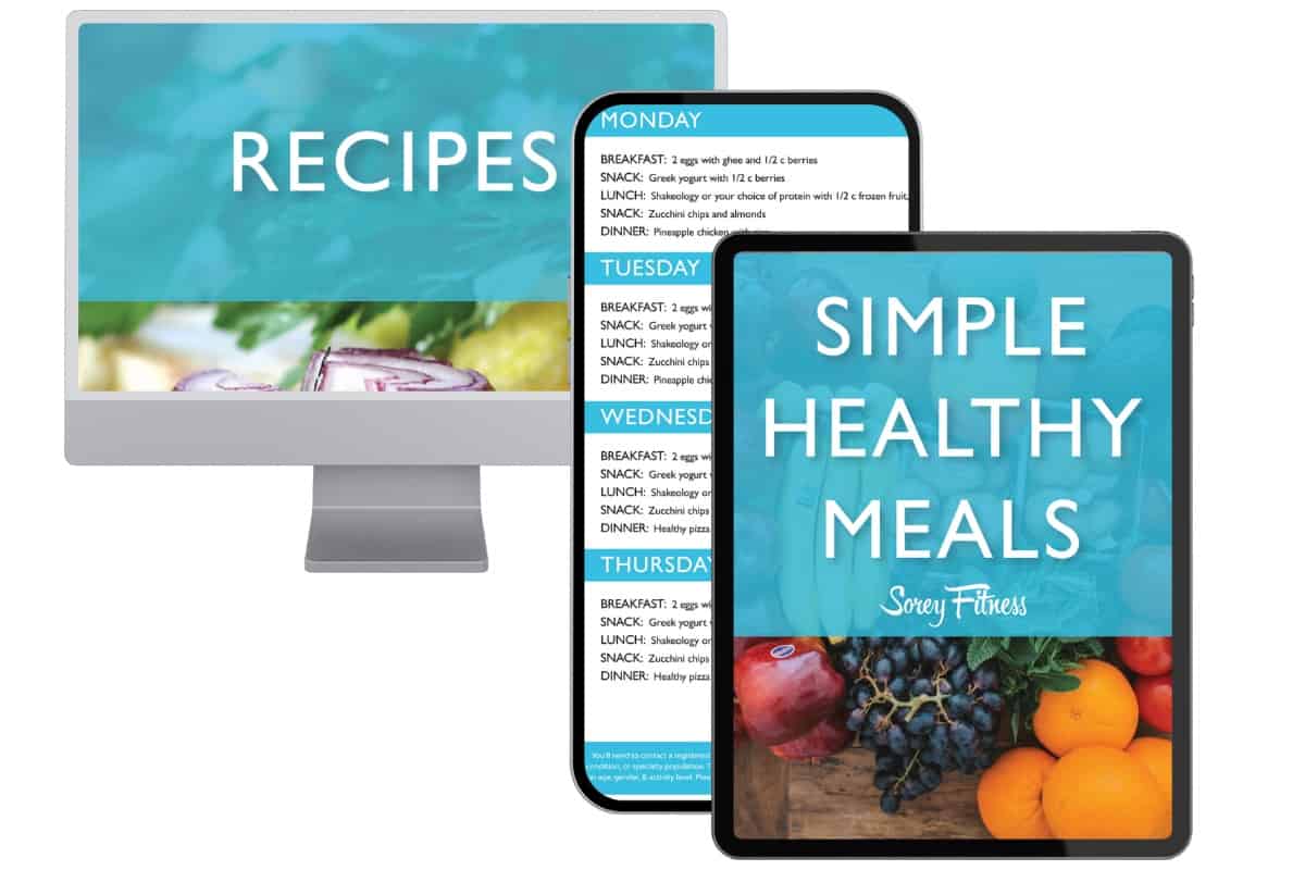 sneak peek of the healthy weekly family meal plan cover, meal ideas for the week, and recipe cover page.